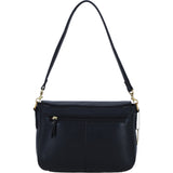 Women’s Genuine Leather Flapover Crossbody X Shoulder Bag in Black: L-35