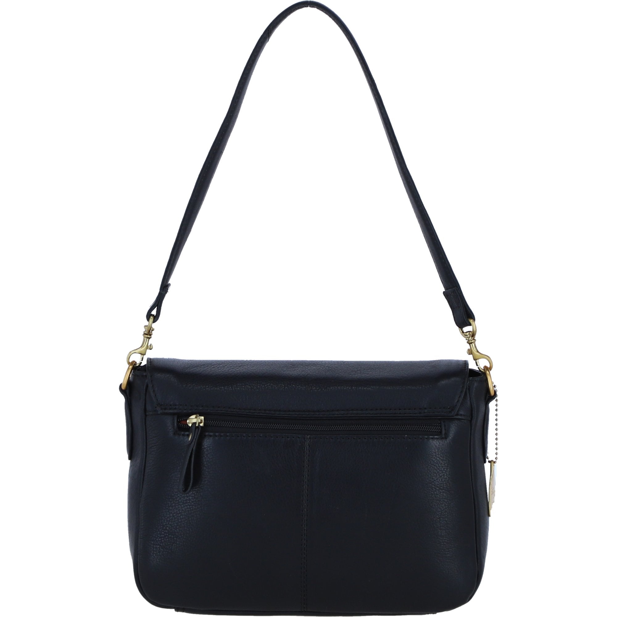 Women’s Genuine Leather Flapover Crossbody X Shoulder Bag in Black: L-35