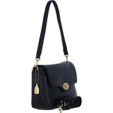 Women’s Genuine Leather Flapover Crossbody X Shoulder Bag in Black: L-35