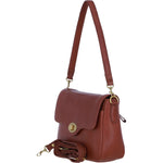 Women’s Genuine Leather Flapover Crossbody X Shoulder Bag in Tan: L-35