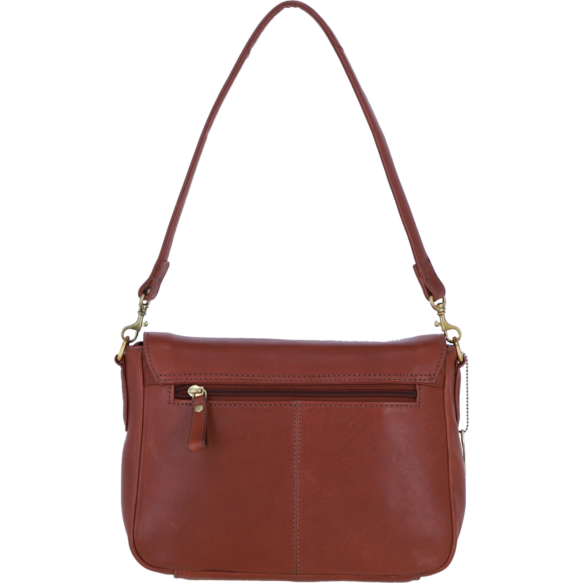 Women’s Genuine Leather Flapover Crossbody X Shoulder Bag in Tan: L-35