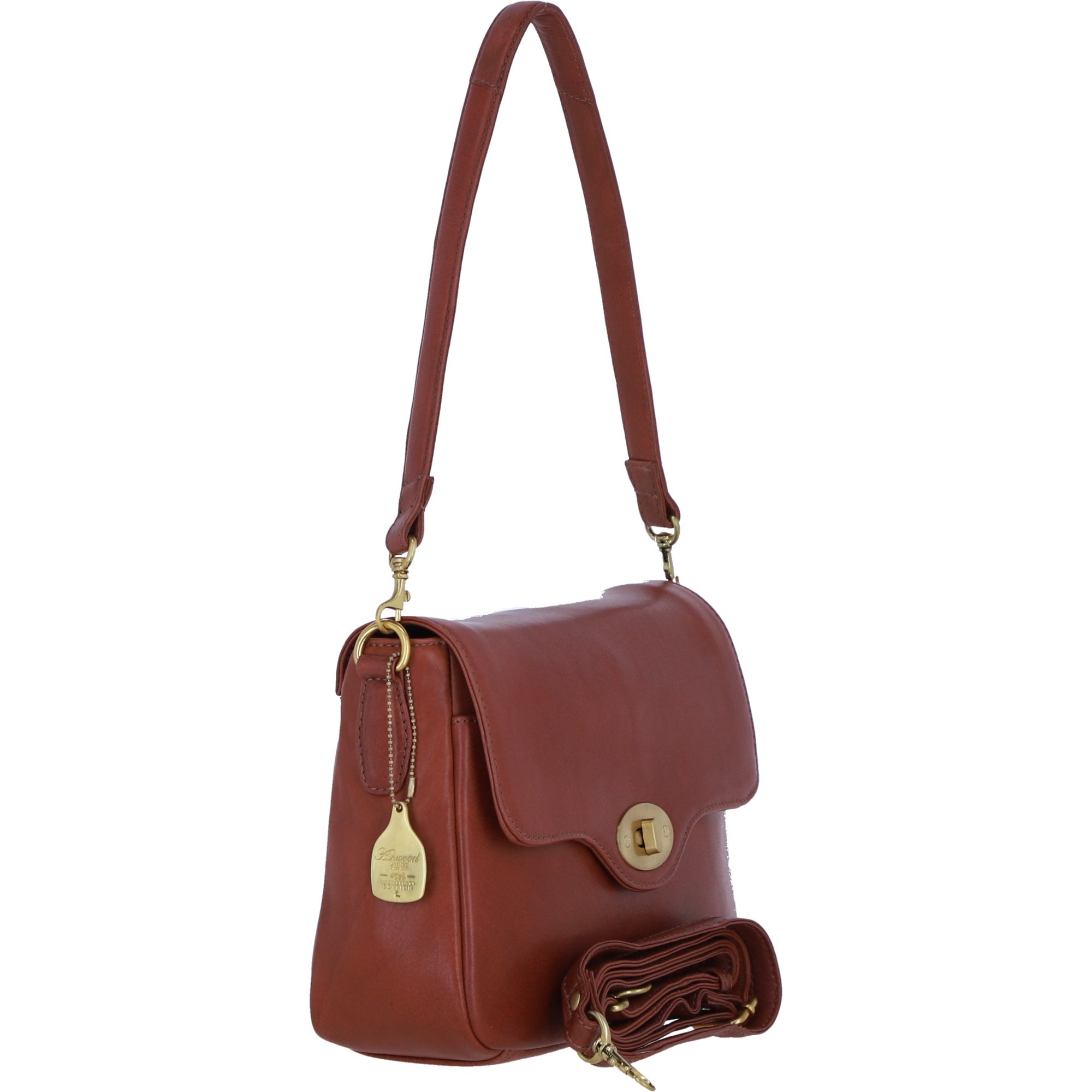 Women’s Genuine Leather Flapover Crossbody X Shoulder Bag in Tan: L-35