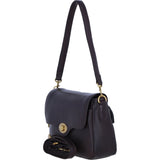 Women’s Genuine Leather Flapover Crossbody X Shoulder Bag in Brown: L-35