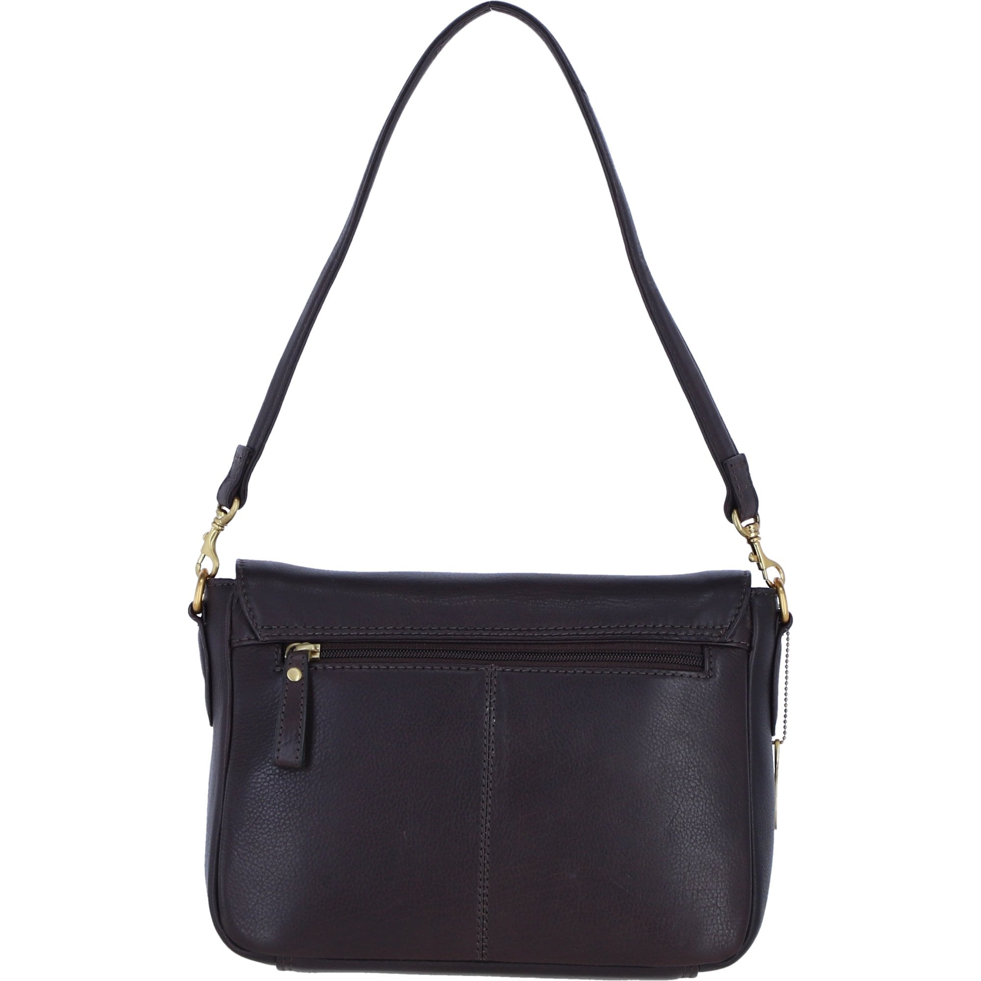 Women’s Genuine Leather Flapover Crossbody X Shoulder Bag in Brown: L-35
