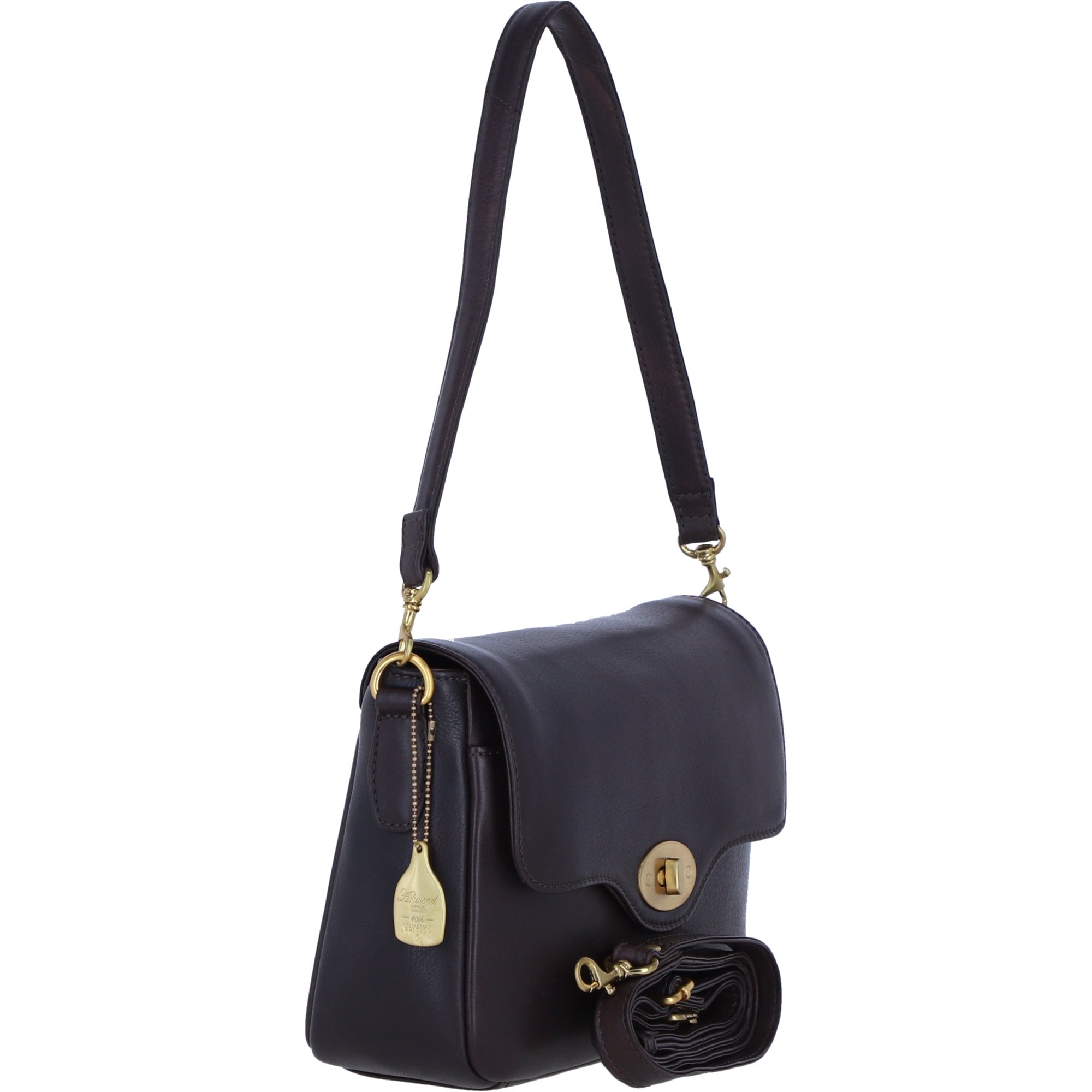 Women’s Genuine Leather Flapover Crossbody X Shoulder Bag in Brown: L-35