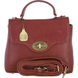 Exquisite Genuine Leather Top Handle Bag with Detachable Strap for Women in Tan: L-36