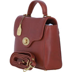 Exquisite Genuine Leather Top Handle Bag with Detachable Strap for Women in Tan: L-36