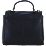 Exquisite Genuine Leather Top Handle Bag with Detachable Strap for Women in Black: L-36