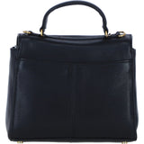 Exquisite Genuine Leather Top Handle Bag with Detachable Strap for Women in Black: L-36