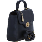 Exquisite Genuine Leather Top Handle Bag with Detachable Strap for Women in Black: L-36