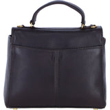 Exquisite Genuine Leather Top Handle Bag with Detachable Strap for Women in Brown: L-36