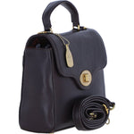 Exquisite Genuine Leather Top Handle Bag with Detachable Strap for Women in Brown: L-36