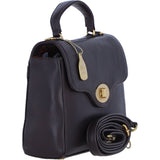 Exquisite Genuine Leather Top Handle Bag with Detachable Strap for Women in Brown: L-36