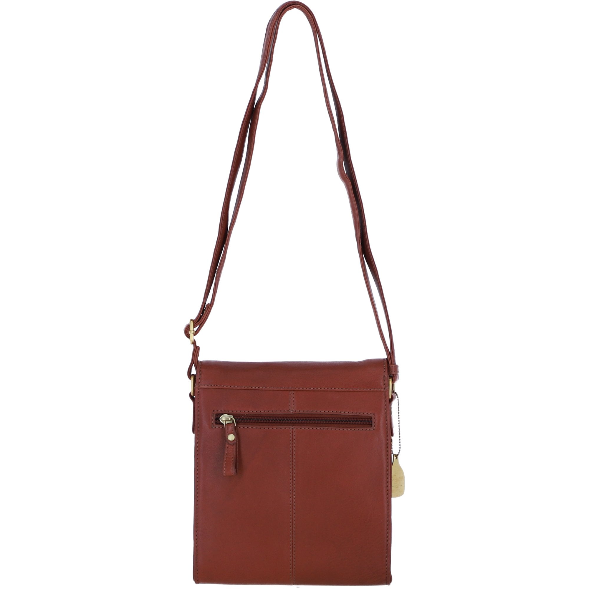 Genuine Leather Crossbody Bag with Twist Lock for Women in Tan: L-34