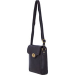 Genuine Leather Crossbody Bag with Twist Lock for Women in Brown: L-34