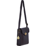 Genuine Leather Crossbody Bag with Twist Lock for Women in Brown: L-34