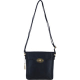 Genuine Leather Crossbody Bag with Zip Top Closure for Women in Black: L-33