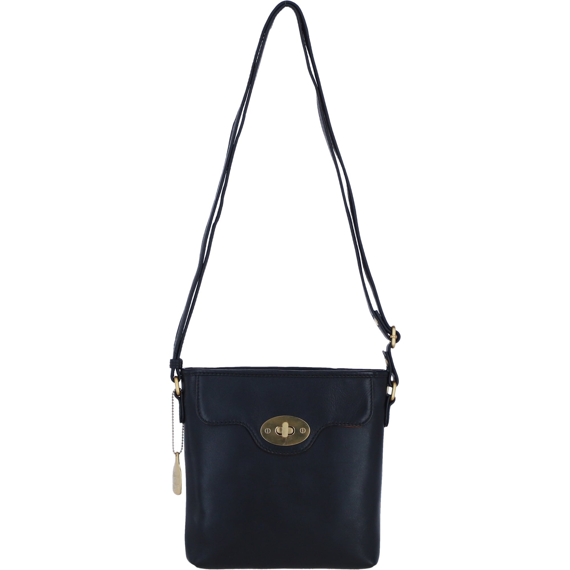 Genuine Leather Crossbody Bag with Zip Top Closure for Women in Black: L-33