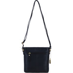 Genuine Leather Crossbody Bag with Zip Top Closure for Women in Black: L-33