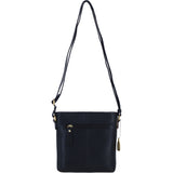 Genuine Leather Crossbody Bag with Zip Top Closure for Women in Black: L-33