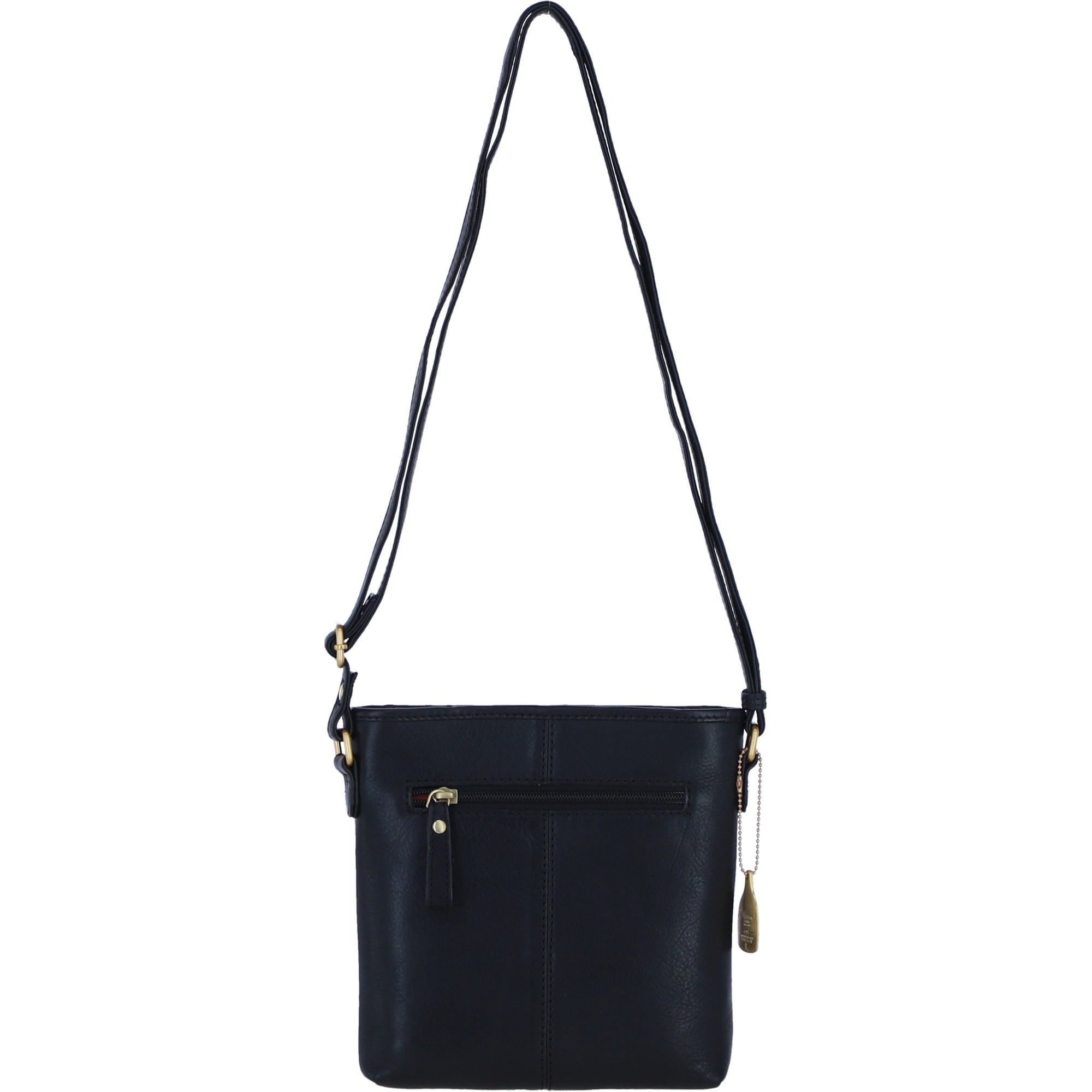 Genuine Leather Crossbody Bag with Zip Top Closure for Women in Black: L-33