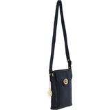 Genuine Leather Crossbody Bag with Zip Top Closure for Women in Black: L-33