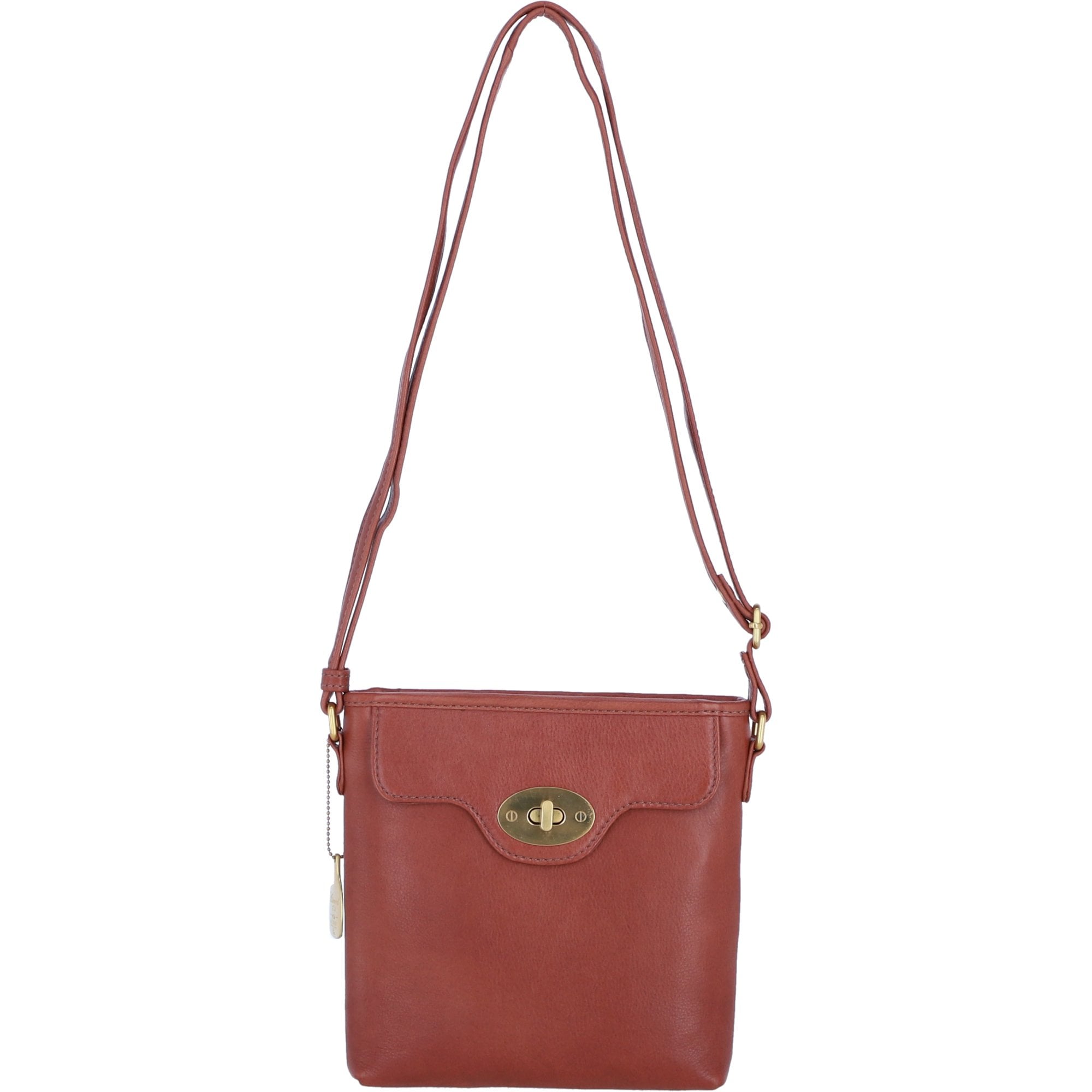 Genuine Leather Crossbody Bag with Zip Top Closure for Women in Tan: L-33
