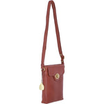 Genuine Leather Crossbody Bag with Zip Top Closure for Women in Tan: L-33