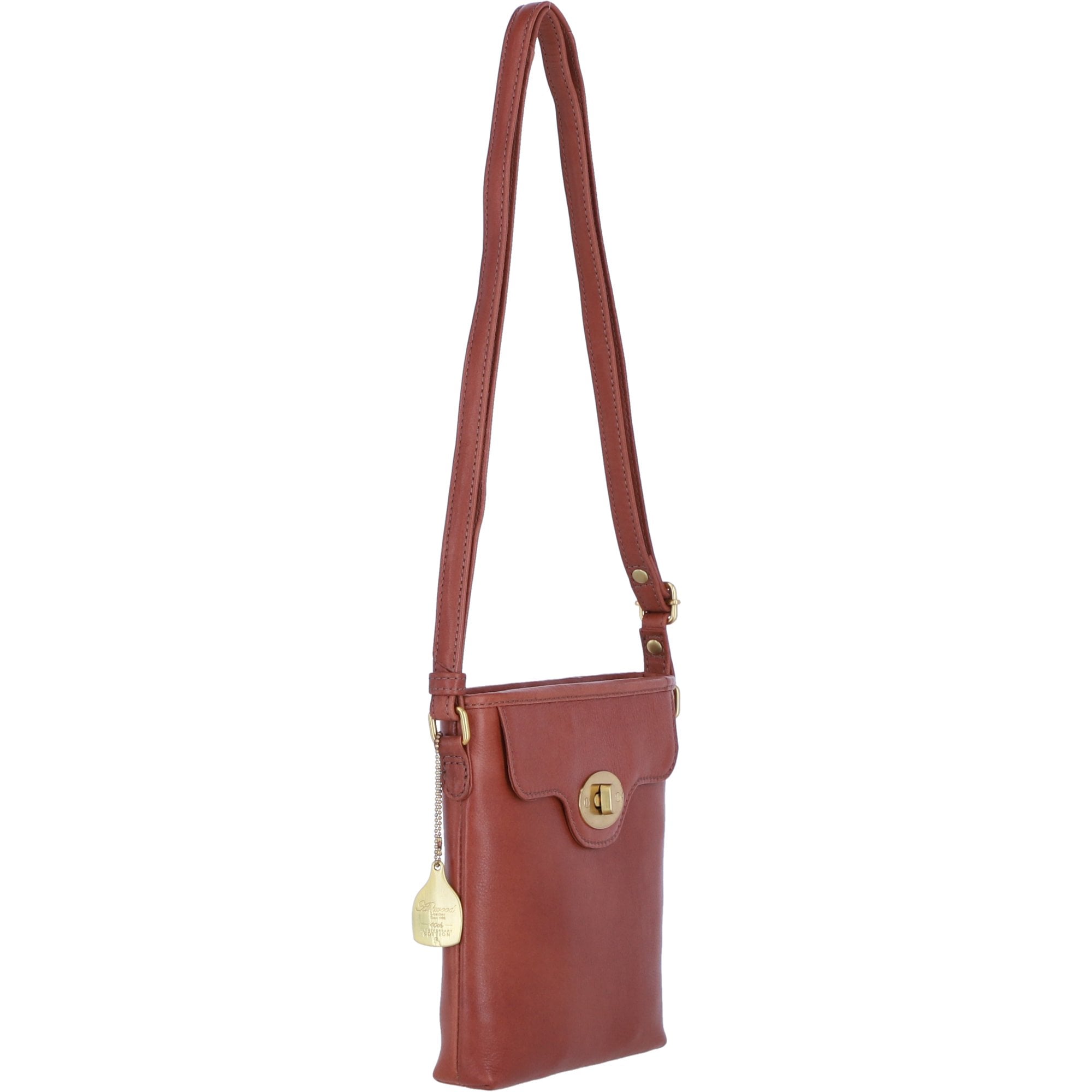 Genuine Leather Crossbody Bag with Zip Top Closure for Women in Tan: L-33