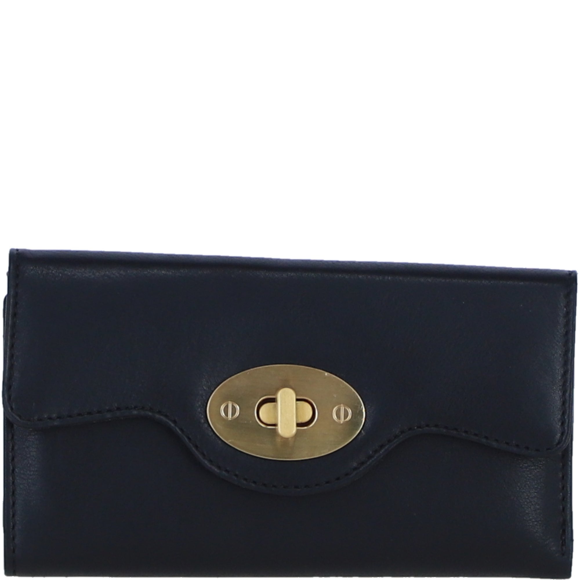 Exquisite Genuine Leather Large Purse with Twist Lock in Black: L-31