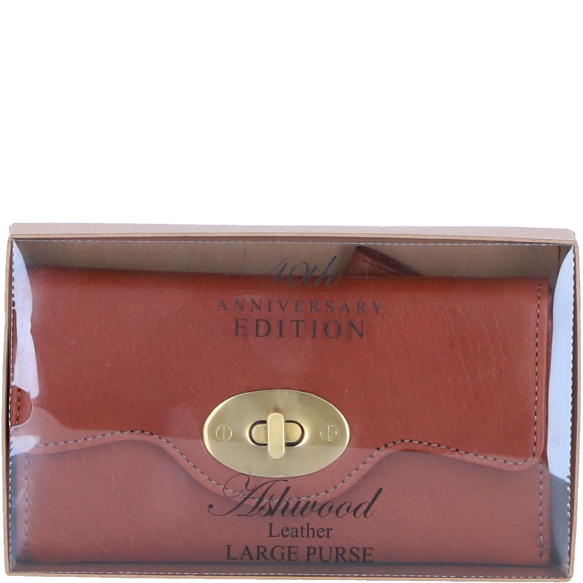 Exquisite Genuine Leather Large Purse with Twist Lock in Tan: L-31