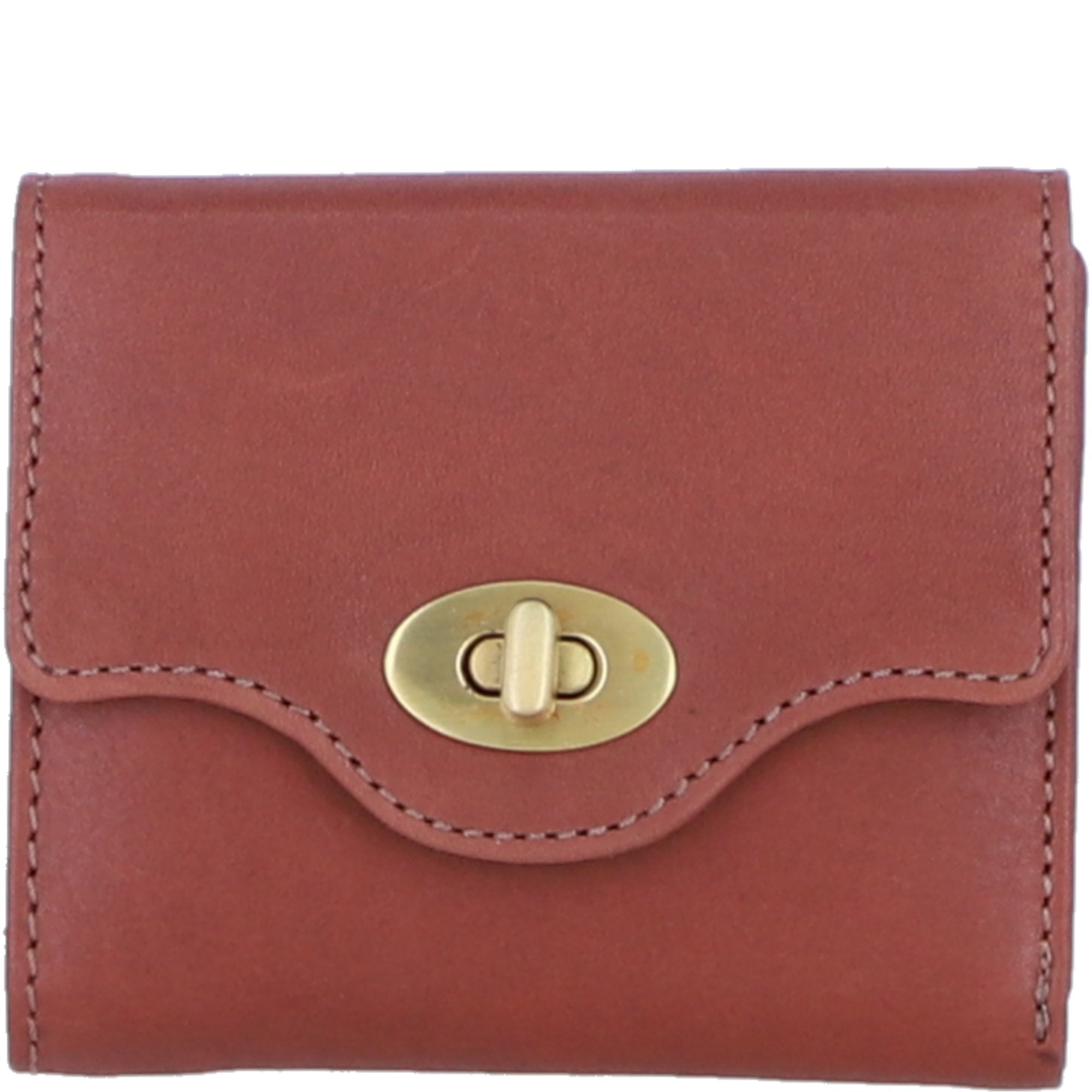 Exquisite Genuine Leather Purse with Twist Lock in Tan: L-30