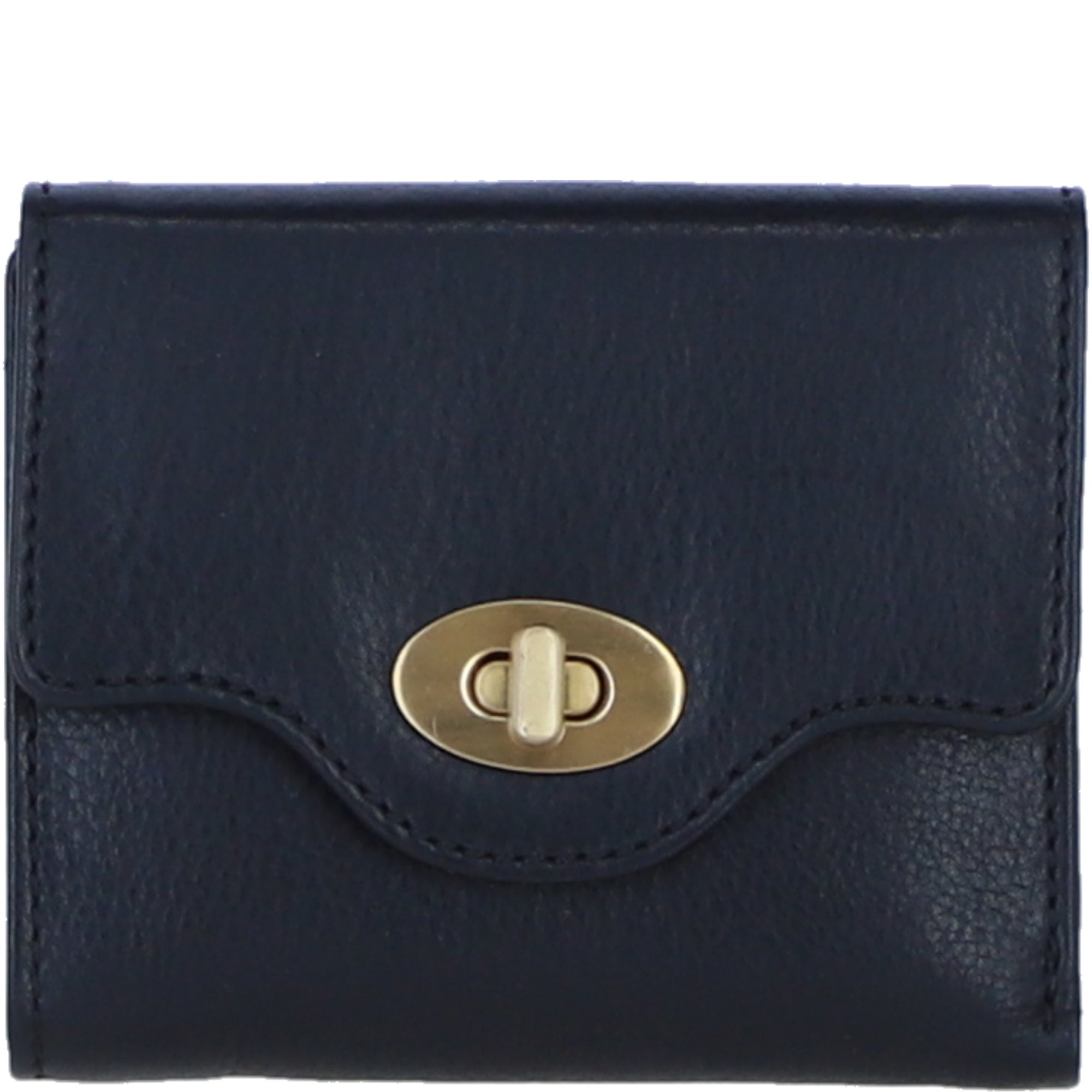 Exquisite Genuine Leather Purse with Twist Lock in Black: L-30