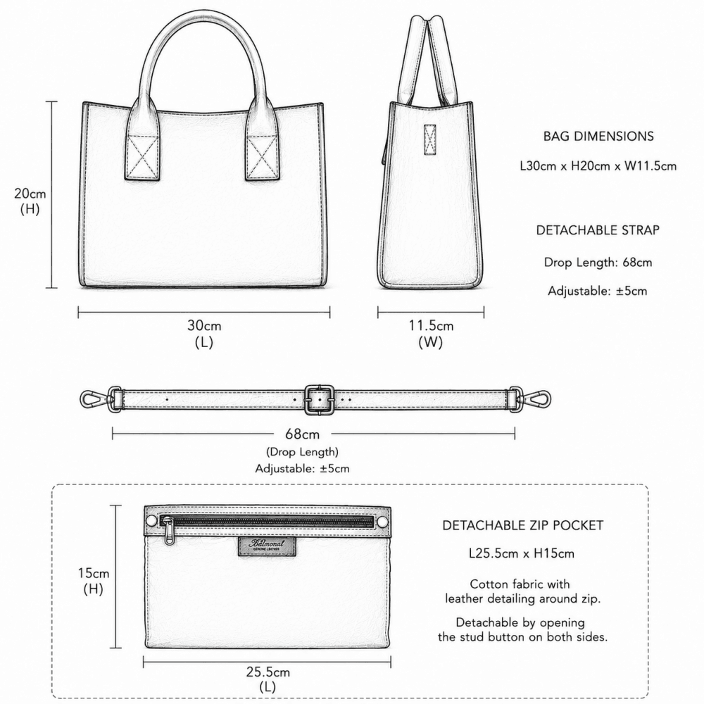 Exquisite Genuine Leather Small Structured Tote Bag with Detachable Strap and Pouch in Tan: S-01