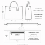 Exquisite Genuine Leather Medium Structured Tote Bag with Detachable Strap and Pouch in Brandy: S-02