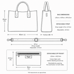 Exquisite Genuine Leather Large Structured Tote Bag with Detachable Strap and Pouch in Tan: S-03