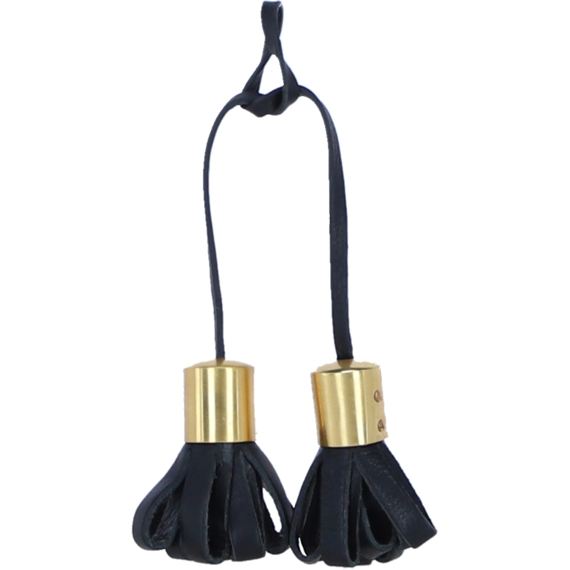Ashwood Leather Double Tassel Bag Charm in Black: L-40