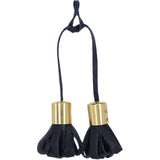 Ashwood Leather Double Tassel Bag Charm in Black: L-40