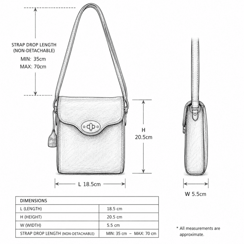 Genuine Leather Crossbody Bag with Twist Lock for Women in Brown: L-34