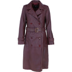 Ashwood Leather Women's Double Breasted Trench Coat with Waist Belt in Burgundy: AWL-DB Trench
