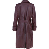 Ashwood Leather Women's Double Breasted Trench Coat with Waist Belt in Burgundy: AWL-DB Trench