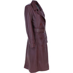 Ashwood Leather Women's Double Breasted Trench Coat with Waist Belt in Burgundy: AWL-DB Trench