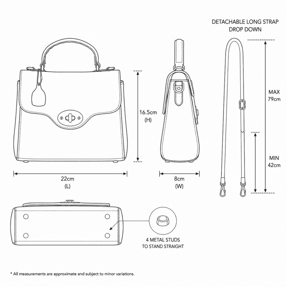 Exquisite Genuine Leather Top Handle Bag with Detachable Strap for Women in Black: L-36