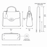 Exquisite Genuine Leather Top Handle Bag with Detachable Strap for Women in Black: L-36