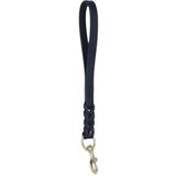 Ashwood Leather Short Traffic Lead with Braided Detail & Solid Brass Trigger Clasp in Black – K9-L12