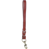 Ashwood Leather Short Traffic Lead with Braided Detail & Solid Brass Trigger Clasp in Tan – K9-L12