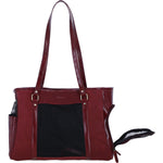 Ashwood Leather Pet Carrier Tote Bag with Mesh Panels in Bordeaux: K9-T02