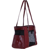 Ashwood Leather Pet Carrier Tote Bag with Mesh Panels in Bordeaux: K9-T02
