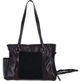 Ashwood Leather Pet Carrier Tote Bag with Mesh Panels in Brown: K9-T02