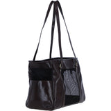 Ashwood Leather Pet Carrier Tote Bag with Mesh Panels in Brown: K9-T02